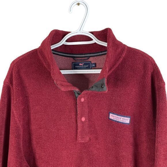 Vineyard Vines Performance Fleece Mens Xl Red Martha's Vineyard Snap Up Pullover